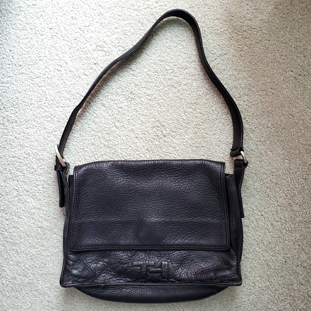 Tommy Hilfiger Vintage Black Leather Shoulder Bag